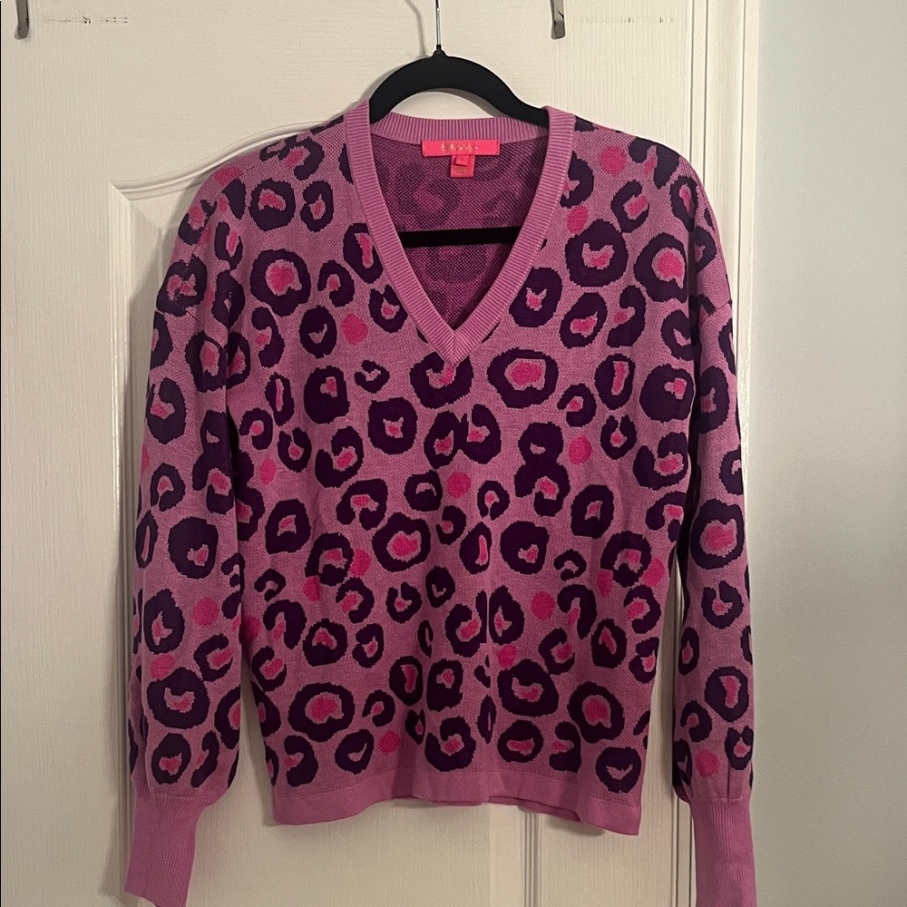 Lilly Pulitzer Purple and Pink V-Neck Sweater
